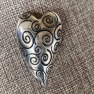 Intricate Swirl Heart Brooch